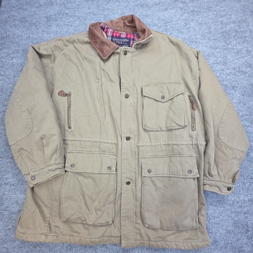 Abercrombie & Fitch Canvas Blanket Lined Field Workwear Jacket Mens XL Beige